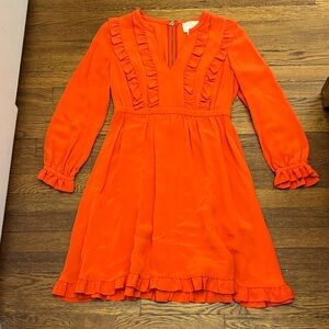Kate Spade Vibrant Red/Orange Ruffled Dress